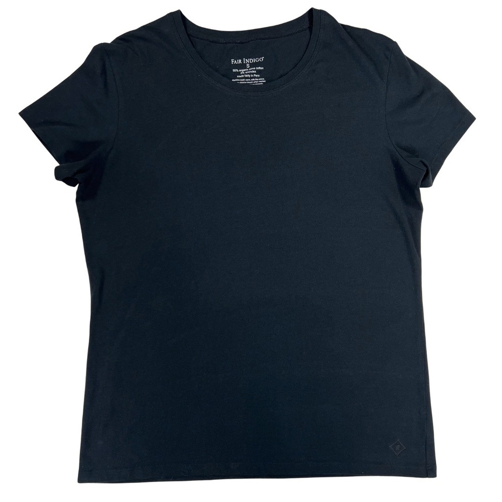 Fair Indigo T Shirt Womens Small Black Organic Pima Cotton Stretch Tee
